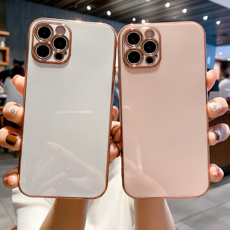 "Modisches TPU Handyhülle mit Electroplating für iPhone - Klassisch Schwarz, Athen Weiß, Kirsch Lila, Maiden Pink, Minze Grün, Hawthorn Rot"