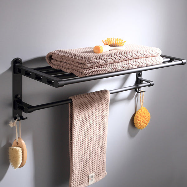 "Modernes Wandmontiertes Mattschwarzes Badetuchhalter aus Raumaluminium - Belastbar bis 20kg, Einfache Installation"