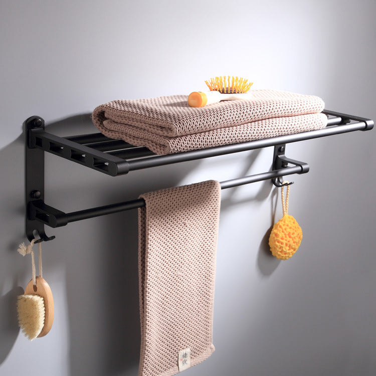 "Modernes Wandmontiertes Mattschwarzes Badetuchhalter aus Raumaluminium - Belastbar bis 20kg, Einfache Installation"