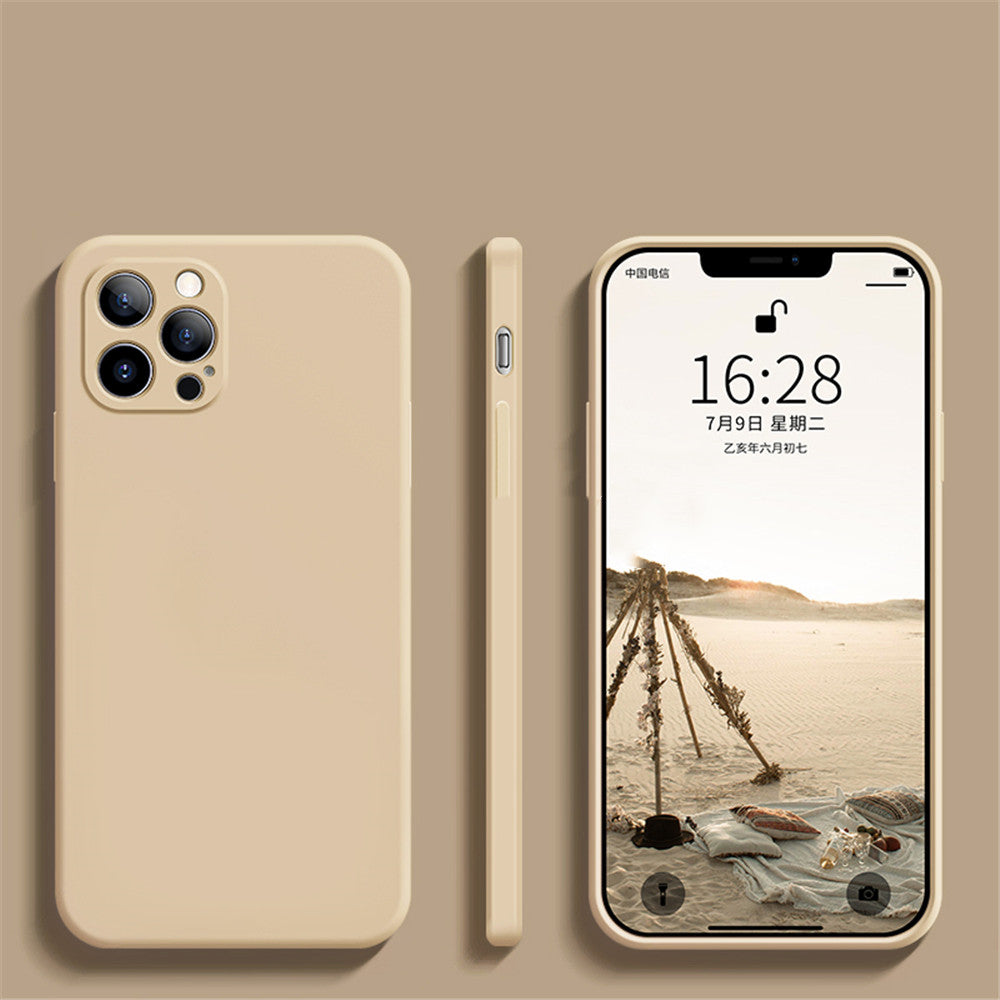 "Exklusive Liquid Silikon Handyhülle mit feinen Löchern und geraden Kanten für iPhone - Einfacher Stil, Solide Farbe"