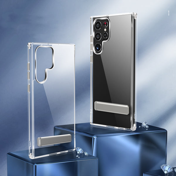 "ULTRA Kristall Anti-Fall 2.0 Anti-Kratzer Handyhülle mit Halterung für Samsung Modelle - Transparent und Robust"