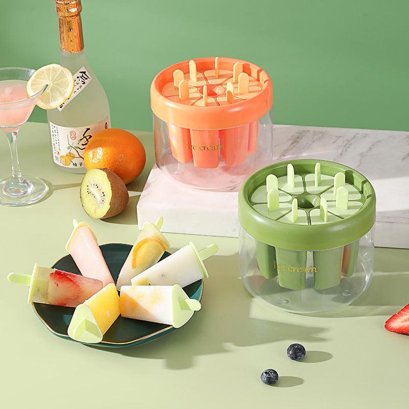 "Hochwertige Eisform für Popsicles, Küchenhelfer für Zuhause, PS+PP Material, Orange/Grün, 13.2*13.2*11.2cm"