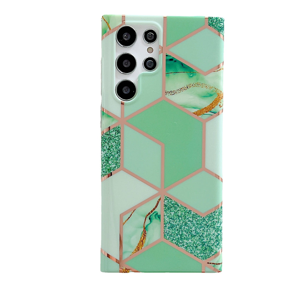Electroplated Geometric Diamond Marble Phone Case