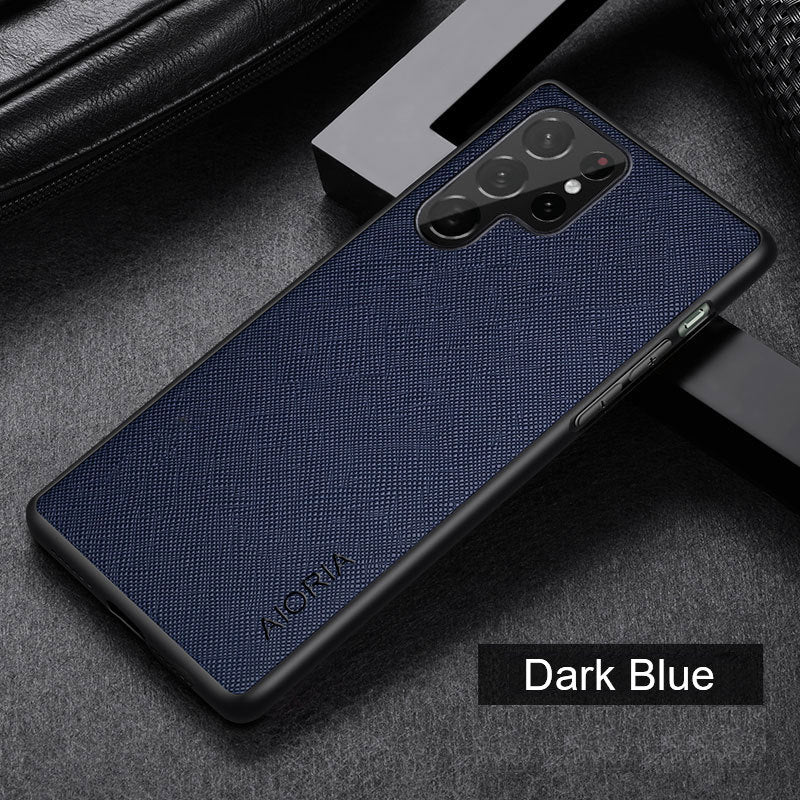 "Schlichte Kreuzmuster Handyhülle für Samsung, Rückseitenschutz aus PU-Material, Komfortabel & Langlebig, Verschiedene Farben"