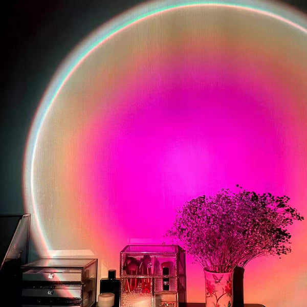 "Wiederaufladbare Regenbogen-Projektionslampe - Luxuslicht Atmosphäre in Sonnenuntergang Rot"