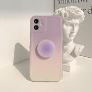 "Stilvolle Südkorea Ins Gradient Silikon Handyhülle mit X-Halterung, Rundum-Schutz für iPhone 12, XS und 11Promax"
