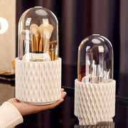 "Großkapazität Transparenter Kosmetik-Organizer mit 360° Drehung, Staubdichter Make-up-Pinselhalter mit Deckel aus Acryl für den Schreibtisch"