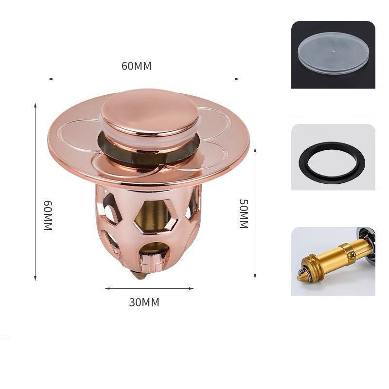 "Universal Waschbecken Abflussstopfen, Kupferkern, Schnell Entwässerung, Anti-Verstopfung, Langlebiges Material, Einfache Installation - Roségold, Silber, Grau"