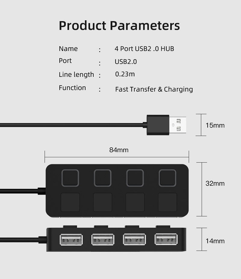 "Oufeir 4-in-1 USB-Hub Multiport Splitter, Hochgeschwindigkeits-Übertragungsrate, Keine Externe Stromversorgung Benötigt"