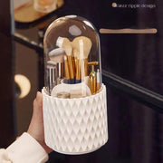 "Großkapazität Transparenter Kosmetik-Organizer mit 360° Drehung, Staubdichter Make-up-Pinselhalter mit Deckel aus Acryl für den Schreibtisch"