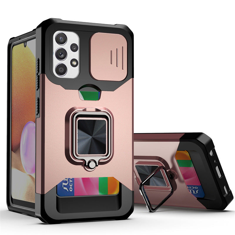 "Premium TPU+PC Schutzhülle für Samsung S21 Serie - Solide Farbe, Montageprozess, Push-Fenster Karten Handyhülle"