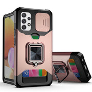 "Premium TPU+PC Schutzhülle für Samsung S21 Serie - Solide Farbe, Montageprozess, Push-Fenster Karten Handyhülle"