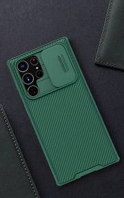 "Premium TPU+PC Schutzhülle für Samsung Galaxy S22 Ultra - Schwarzer Spiegel PRO Serie"