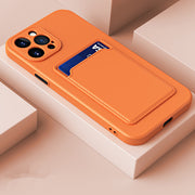 "Rutschfeste Silikon Handyhülle mit Kartenfach - Schutzhülle im Unifarben-Design, Kompatibel mit Samsung Modellen"