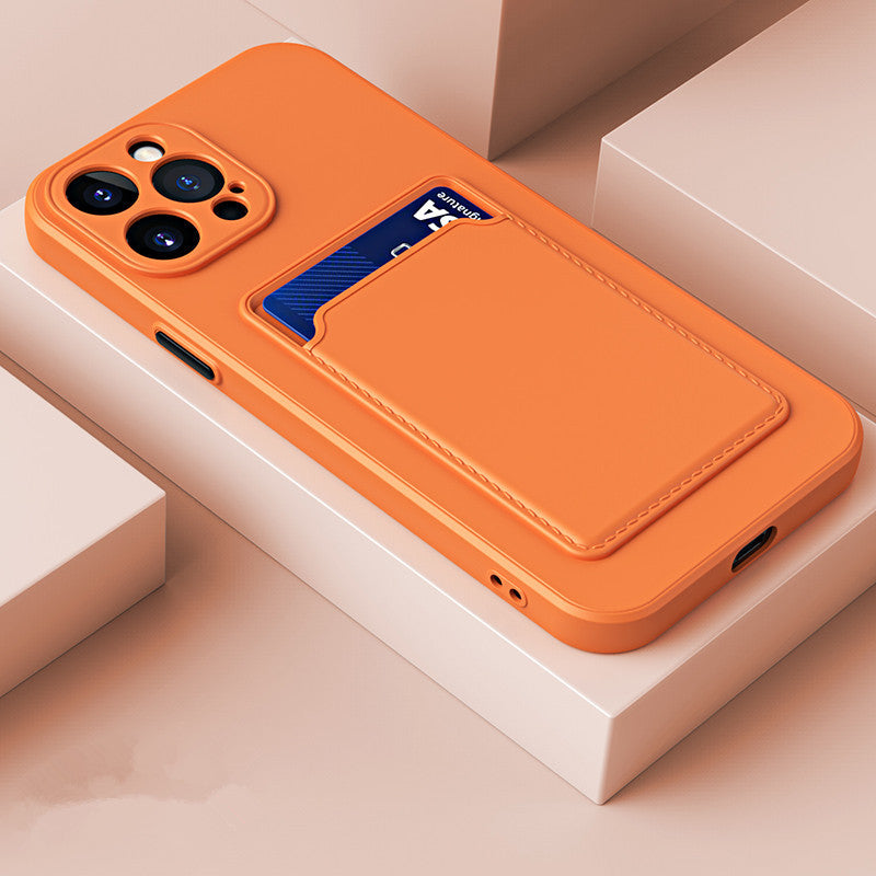 "Rutschfeste Silikon Handyhülle mit Kartenfach - Schutzhülle im Unifarben-Design, Kompatibel mit Samsung Modellen"