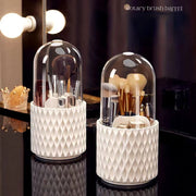 "Großkapazität Transparenter Kosmetik-Organizer mit 360° Drehung, Staubdichter Make-up-Pinselhalter mit Deckel aus Acryl für den Schreibtisch"
