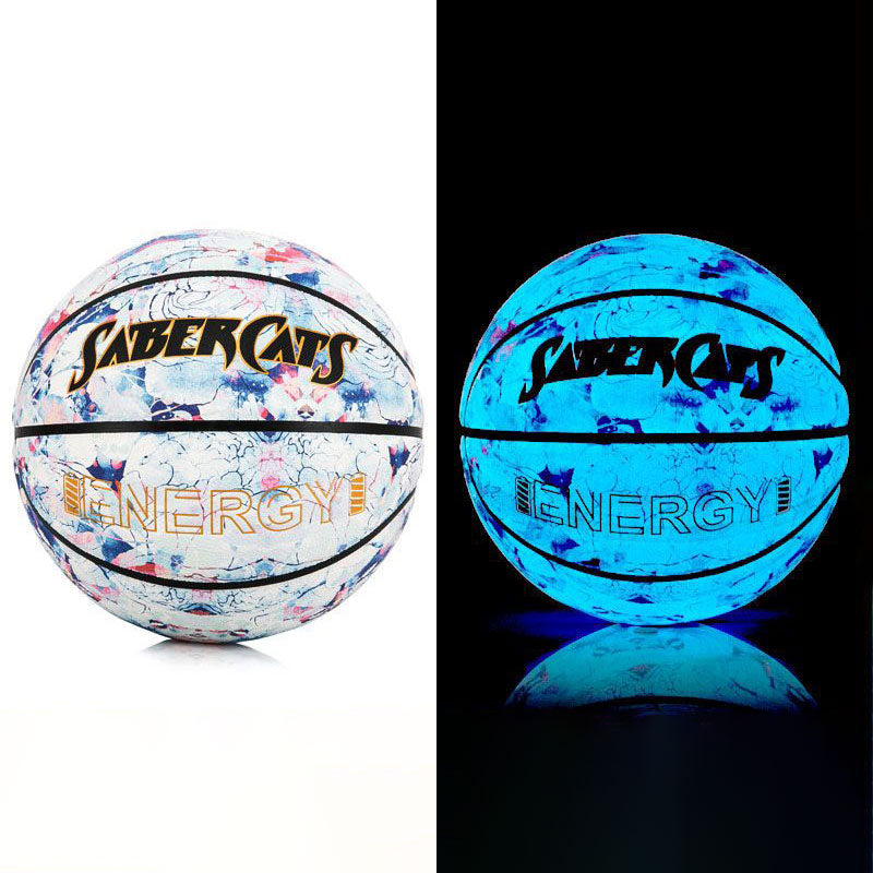 "Langlebiger Leuchtender Basketball im Regenbogen-Blumenmuster, Modisch Minimalistisch, Größe 7"
