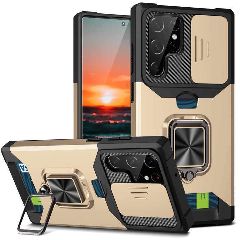 "Ultra Robuste Schiebefenster Handyhülle mit Plug-in Karte, Sturzsicher, Kompatibel mit iPhone Modellen - TPU+PC+Metall"