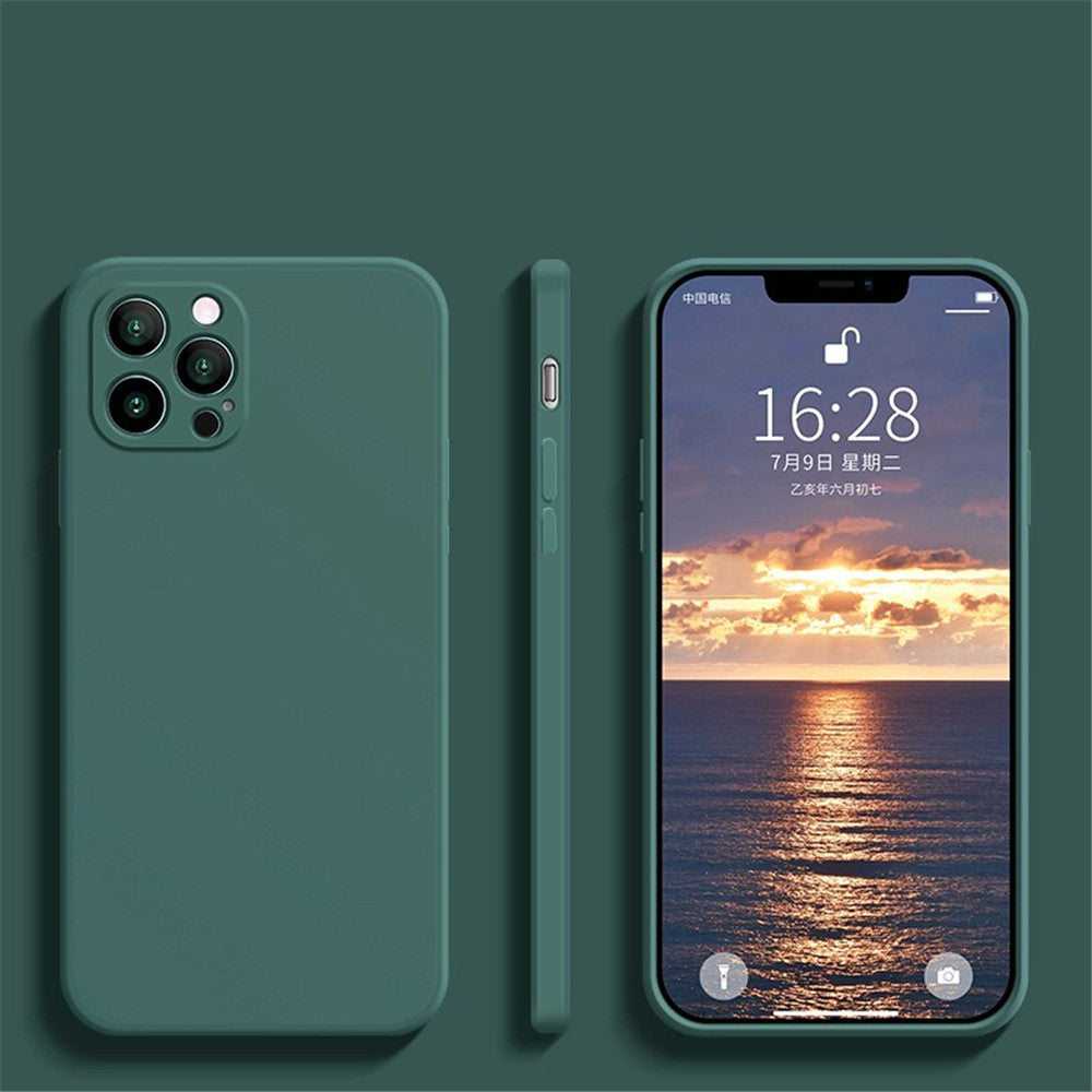 "Exklusive Liquid Silikon Handyhülle mit feinen Löchern und geraden Kanten für iPhone - Einfacher Stil, Solide Farbe"