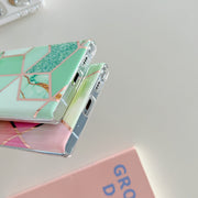 "Premium Elektroplattierte Diamant-Marmor Handyhülle, Stoßfeste Schutzhülle für Samsung S23, S23 Plus, S23 Ultra - in Rosa, Grün, Blau"