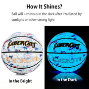 "Langlebiger Leuchtender Basketball im Regenbogen-Blumenmuster, Modisch Minimalistisch, Größe 7"