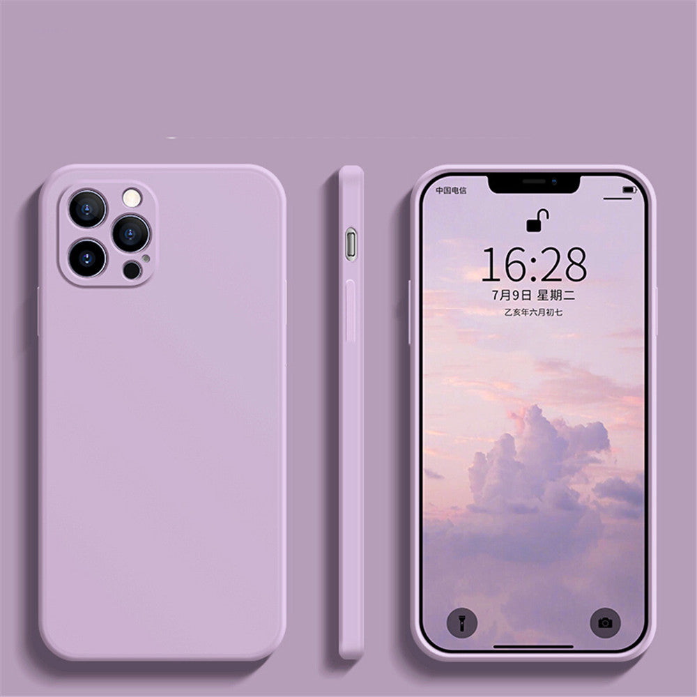 "Exklusive Liquid Silikon Handyhülle mit feinen Löchern und geraden Kanten für iPhone - Einfacher Stil, Solide Farbe"