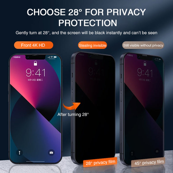 "Premium Anti-Blick Gehärtetem Glas Vollbildschutz für iPhone Modelle - Kratzfest, High-Definition, Augenschutz"