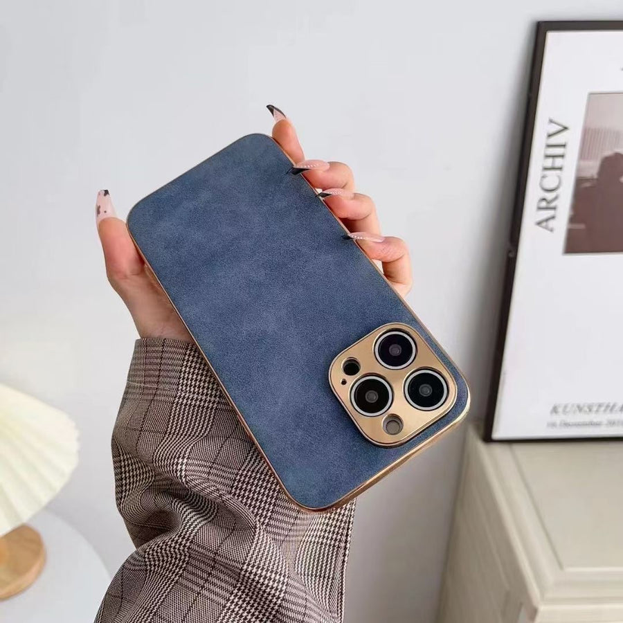 "Modische Persönlichkeit Schafleder Anti-Fall Handyhülle für iPhone, Grau/Schwarz/Grün/Blau"