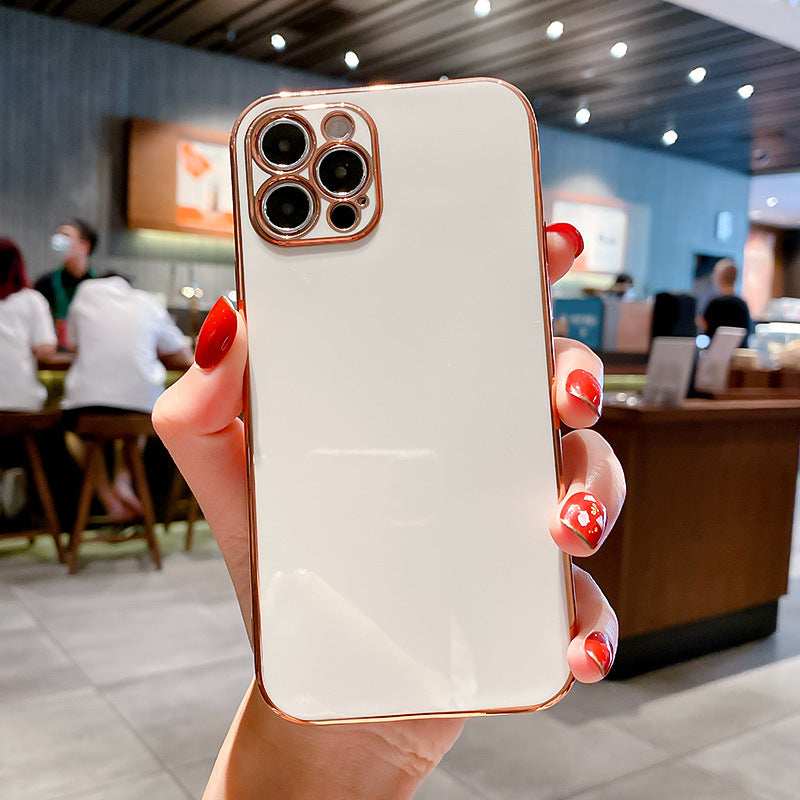 "Modisches TPU Handyhülle mit Electroplating für iPhone - Klassisch Schwarz, Athen Weiß, Kirsch Lila, Maiden Pink, Minze Grün, Hawthorn Rot"