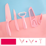 "Multifunktionaler Küchenmesser-Set aus Edelstahl - Japanisches Sande Messer, Obst-Messer, Schäler und Schneidebrett"