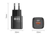 "Schnellladegerät aus Galliumnitrid 20W, PD-Protokoll, USB Typ-C & Micro-USB-Schnittstelle, Farbe: Schwarz/Weiß"