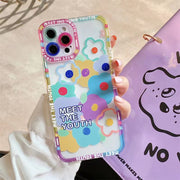 "Bunte Blumen Silikon Handyhülle, All-Inclusive, für alle iPhone Modelle, Farbenfrohe Malerei Design"